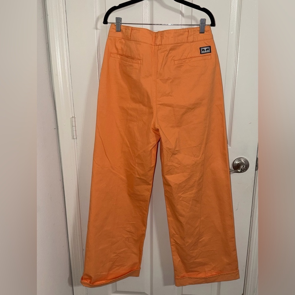 Obey High-Rise Wide Leg Jeans in Peach Orange - Picture 5 of 7
